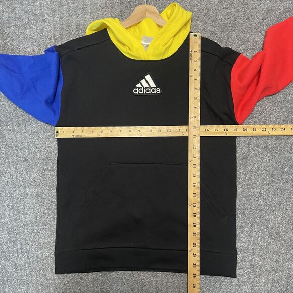 Adidas Big Boys Freestyle Hood Pullover Black Multi Hoodie L 14/16 - Picture 6 of 6